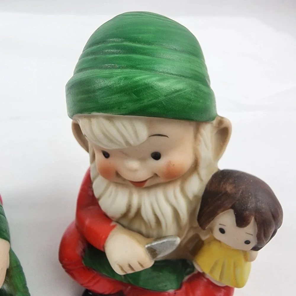 Vtg. Homco Christmas Elves Set of 3 Porcelain Figurines #5205 Taiwan Granny Core